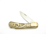 Vintage 70s Compass Wild West Seizo Imai Seki Japan Brass 4.75" Lockback Knife