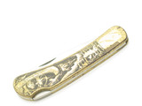 Vintage 70s Compass Wild West Seizo Imai Seki Japan Brass 4.75" Lockback Knife