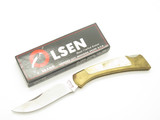 Vintage Olsen OK 152 Seizo Imai Seki Japan 4.25" Brass & Bone Lockback Knife