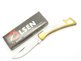 Vintage Olsen OK 152 Seizo Imai Seki Japan Brass & Bone 4.25" Lockback Knife