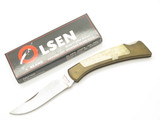 Vintage Olsen OK 152 Seizo Imai Seki Japan Lockback Brass & Bone 4.25" Knife