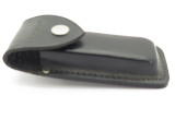 Vtg Tasco Folding Hunter Lockback Pocket Knife Sheath Black Leather