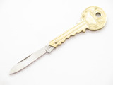 Vintage 1980s 2.5" Key Shape Seki Japan Gold Tone Folding Novelty Pocket Knife