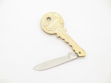 Vintage 1980s 2.5" Key Shape Seki Japan Gold Tone Folding Novelty Pocket Knife