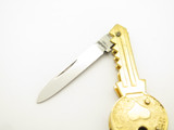 Vtg 1980s LuckySon Key Shape Seki Japan Gold Tone Folding Novelty Pocket Knife