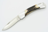 Vtg Pre-84 Script Buck 500 Duke Sambar Stag Folding Lockback Pocket Knife Mint