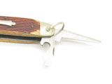 Vintage 1950s Seki Japan 3.75" Multi Tool Bone Handle Folding Pocket Camp Knife