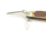 Vintage 1950s Seki Japan 3.75" Multi Tool Bone Handle Folding Pocket Camp Knife