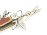 Vintage 1950s Seki Japan 2.37" Multi Tool Bone Handle Folding Pocket Camp Knife