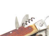 Vintage 1950s Seki Japan 2.37" Multi Tool Bone Handle Folding Pocket Camp Knife