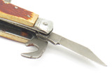Vintage 1950s Seki Japan 2.37" Multi Tool Bone Handle Folding Pocket Camp Knife