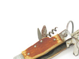 Vintage 1950s Seki Japan 2.37" Bone Handle Multi Tool Folding Pocket Camp Knife