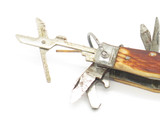 Vintage 1950s Seki Japan 2.37" Bone Handle Multi Tool Folding Pocket Camp Knife
