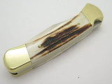 Vtg Buck 110 Folding Hunter Lockback Knife Custom Shop Sambar Stag 1982-1983
