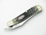 2002 Case XX 61953 Russlock Folding Pocket Knife Flag & Black Jigged Bone