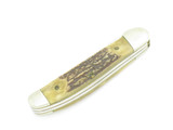 Vintage 1981 Queen Limited Copperhead USA Stag Handle 3.75" Folding Pocket Knife