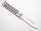 Vintage 1980s Dragon-lock 11-475 Tak Fukuta Seki Japan Stainless 4.5" Folding Balisong Butterfly Knife (Tight)