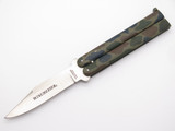 Vintage 1980s Winchester Tak Fukuta Seki Japan Camouflage 4-5/8" Folding Balisong Butterfly Knife