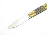 Vintage Filipino Balisong 5" Brass Jigged Bone Handle Folding Butterfly Knife