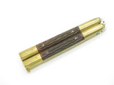 Vintage Filipino Balisong 4.87" Brass Bolster Jigged Wood Handle Folding Butterfly Knife