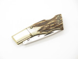 Vintage 1980 Taylor Cutlery Elk Seki Japan 3" Stag Folding Lockback Pocket Knife