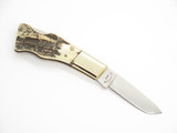 Vintage 1980 Taylor Cutlery Elk Seki Japan 3" Stag Folding Lockback Pocket Knife