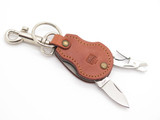 Vtg SOG Specialty Attache Tan Leather Seki Japan Folding Pocket Knife Ketchain