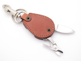 Vtg SOG Specialty Attache Tan Leather Seki Japan Folding Pocket Knife Ketchain