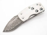 G. Sakai Seki Japan Paw Print Damascus Skull Money Clip Folding Pocket Knife