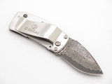 G. Sakai Seki Japan Paw Print Damascus Skull Money Clip Folding Pocket Knife