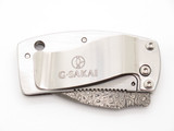 G. Sakai Seki Japan Paw Print Damascus Skull Money Clip Folding Pocket Knife