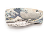 G. Sakai Seki Japan Ukimon Great Wave Damascus Money Clip Folding Pocket Knife