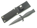 Vtg Explorer Taiwan 7" Black Metal Handle Dagger Fixed Blade Knife & Sheath