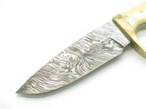 Ducks Unlimited 8.75" Smooth Bone Damascus Fixed Blade Hunting Knife & Sheath