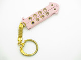 Vintage 1980s Explorer Seki Japan Mini 2" Pink Handle Kechain Folding Balisong Butterfly Knife