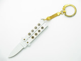 Vintage 1980s Explorer Seki Japan Mini 2" White Handle Kechain Folding Balisong Butterfly Knife