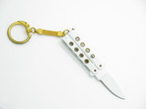 Vintage 1980s Explorer Seki Japan Mini 2" White Handle Kechain Folding Balisong Butterfly Knife