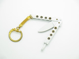 Vintage 1980s Explorer Seki Japan Mini 2" White Handle Kechain Folding Balisong Butterfly Knife
