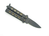 Vintage 1980s Explorer Seki Japan Mini 2" Black Handle Kechain Folding Balisong Butterfly Knife