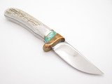 2010 Buck 005 Gen 5 Custom Elk Horn Stag Turquoise Fixed Blade Hunting Knife