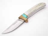 2010 Buck 005 Gen 5 Custom Elk Horn Stag Turquoise Fixed Blade Hunting Knife