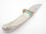 2010 Buck 005 Gen 5 Custom Elk Horn Stag Turquoise Fixed Blade Hunting Knife