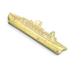 Vtg 80s Imai Seki Japan Queen Elizabeth II Ship 3.12" Brass Folding Pocket Knife