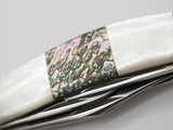 Vtg American Blade Parker Seki Japan Pearl Abalone Sowbelly Folding Knife