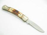 Vintage 1970s Explorer Seki Japan 3.5" Bone Handle Lockback Folding Pocket Knife