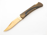 Vtg '80s Explorer Edge Mark Seki Japan 4.8" Brass Folding Hunter Lockback Knife