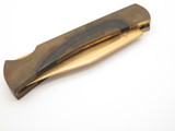 Vtg '80s Explorer Edge Mark Seki Japan 4.8" Brass Folding Hunter Lockback Knife