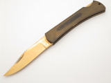 Vtg 1970s Explorer Edge Mark Brass Seki Japan 4.8" Folding Hunter Lockback Knife