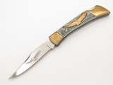 Vintage 1980s Seki Japan 4.25" Black Handle Folding Lockback Pocket Knife