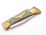 Vintage 1980s Seki Japan 4.25" Black Handle Folding Lockback Pocket Knife